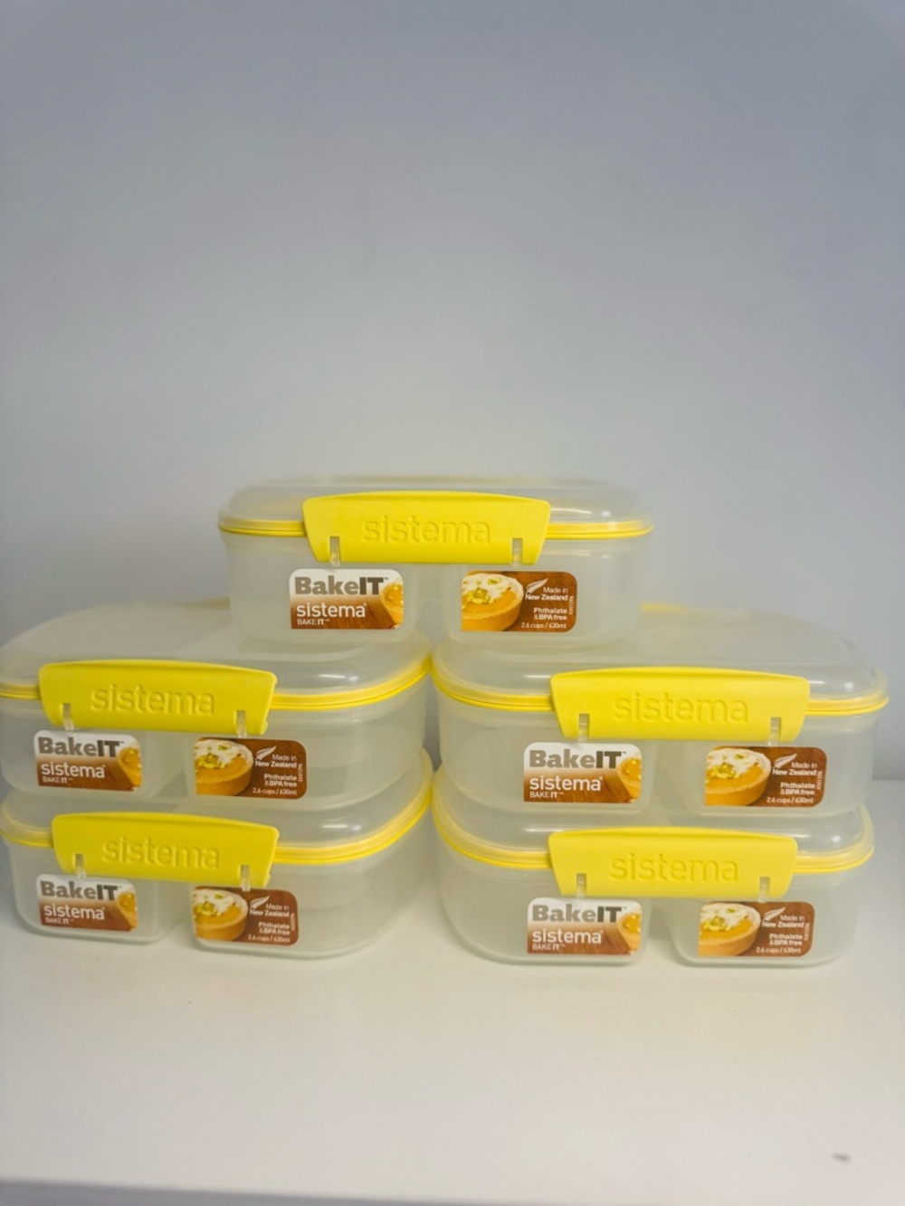 Sistema BakeIT Clear Food Storage Containers with Yellow Lids - 6 Pack